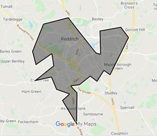 map showing grey area encompassing town deal boundary, zoom level doesn't allow street level identification
